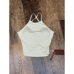 OGL Women's Eco-SkinKiss Tie Back Bandless Brami Crop Tank Top Soft Lily Small